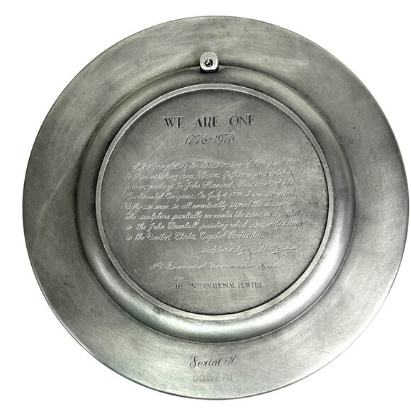 Bicentennial Commemorative Pewter Plate 1776-1976 "We Are One" Serial No. 000271 - Picture 2 of 10